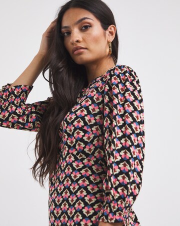 Puff Sleeve Empire Midi Tea Dress