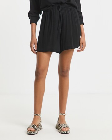 Simply Be Black Tie Waist Crinkle Shorts