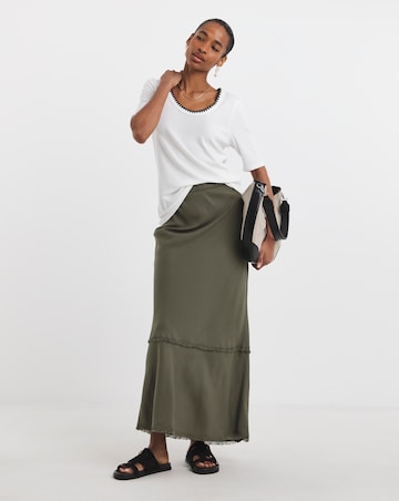 Cream Scoop Neck Contrast Stitch Top