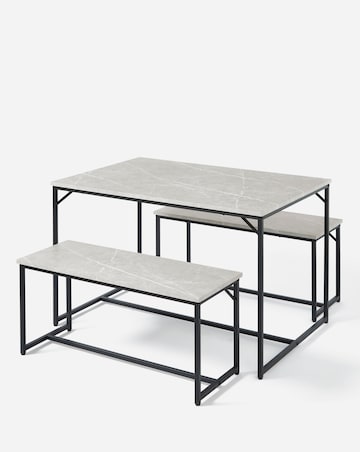 Mason Marble Effect Compact Dining Set with 2 Benches