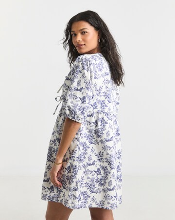Simply Be Blue Mix Floral Tie Front Denim Dress
