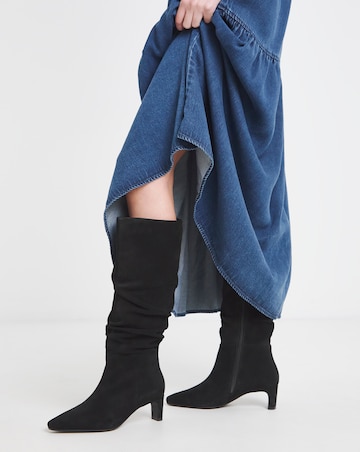 Anthology Artemis Ruched Suede Boots - Extra Wide Fit (EEE) & Super Curvy Calf