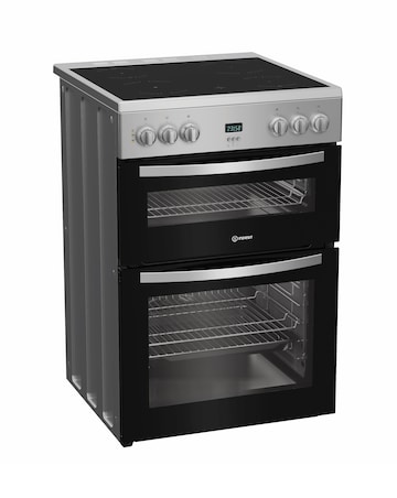 Indesit IDE6VDCS1 60cm Electric Double Cooker Ceramic Hob - Silver + Install