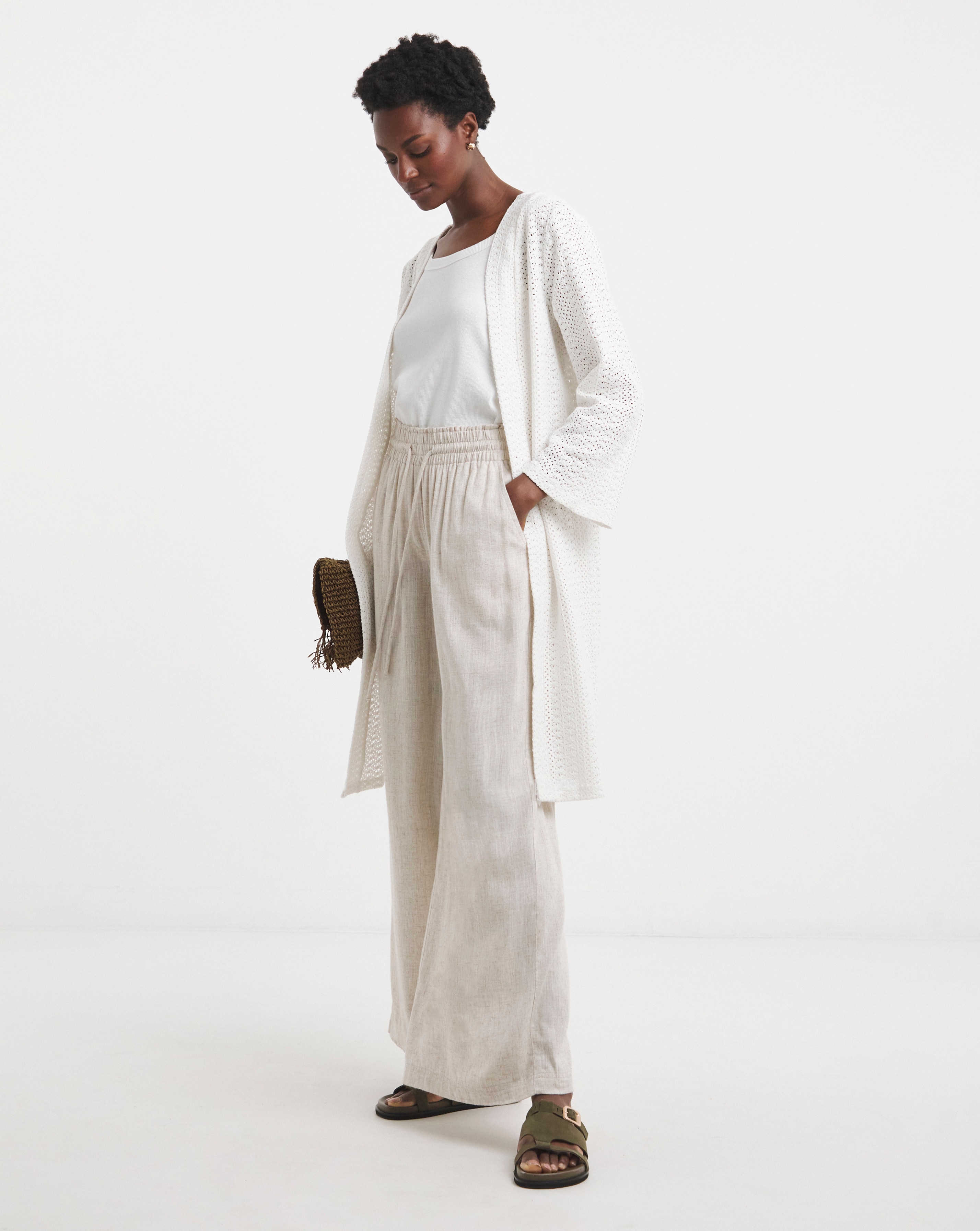 Cream Crochet Longline Kimono