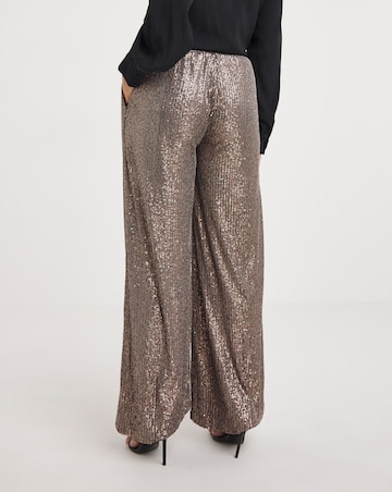 Bronze Stretch Sequin Wide Leg Trousers