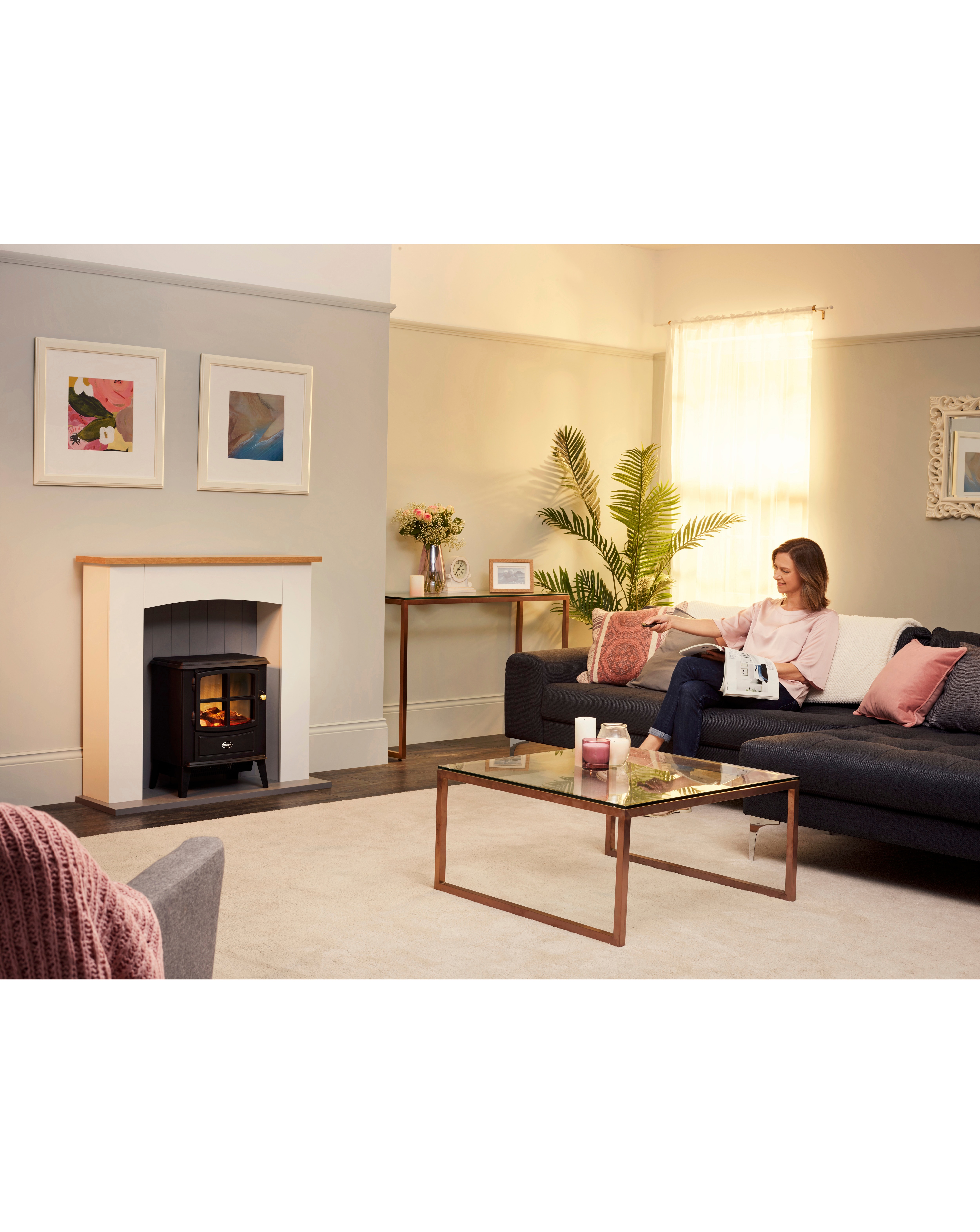 Dimplex OKM20 Oakmead White Electric Stove Fire Suite | JD Williams