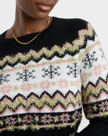 Black Fairisle Tinsel Jumper