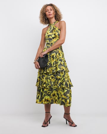 Joanna Hope Satin Tiered Maxi Dress