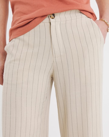 Stripe Linen Mix Wide Leg Trousers