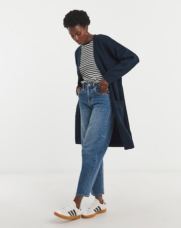 Navy Fisherman Rib Cardigan