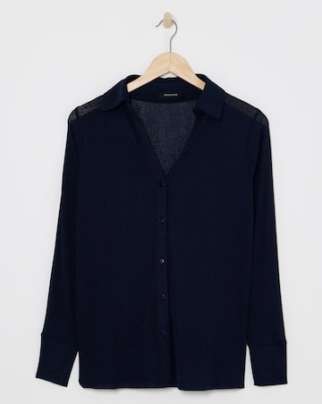 Sheer Button Up Jersey Shirt