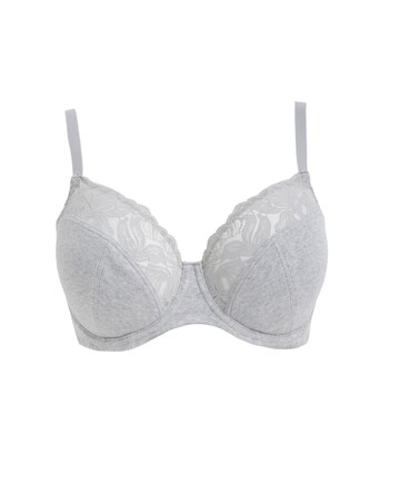 Pretty Secrets 3 Pack Harper Lace Ribbed Full Cup Bras B-G Navy/White/Grey