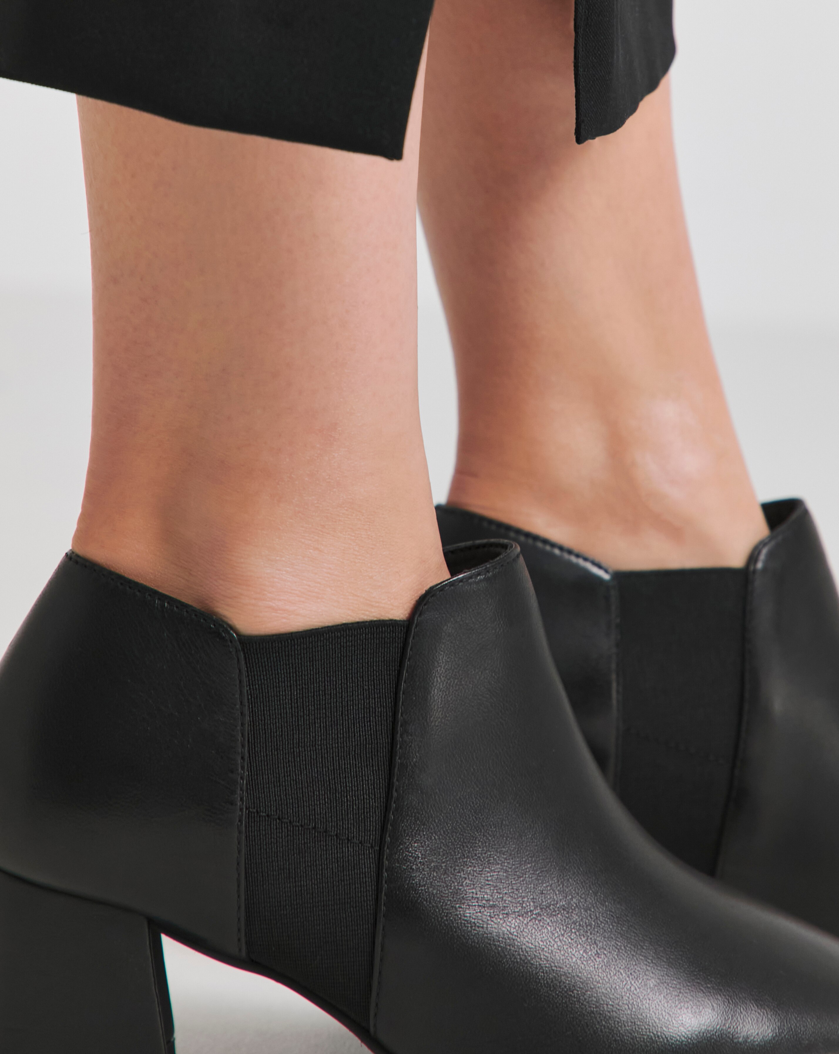 Heavenly Soles Colette Leather Mid Block Heel Shoe Boots - Wide