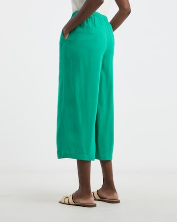Linen Mix Cropped Wide Leg Culottes