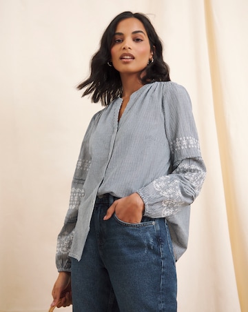 Anise Coralie Embroidered Sleeve Blouse