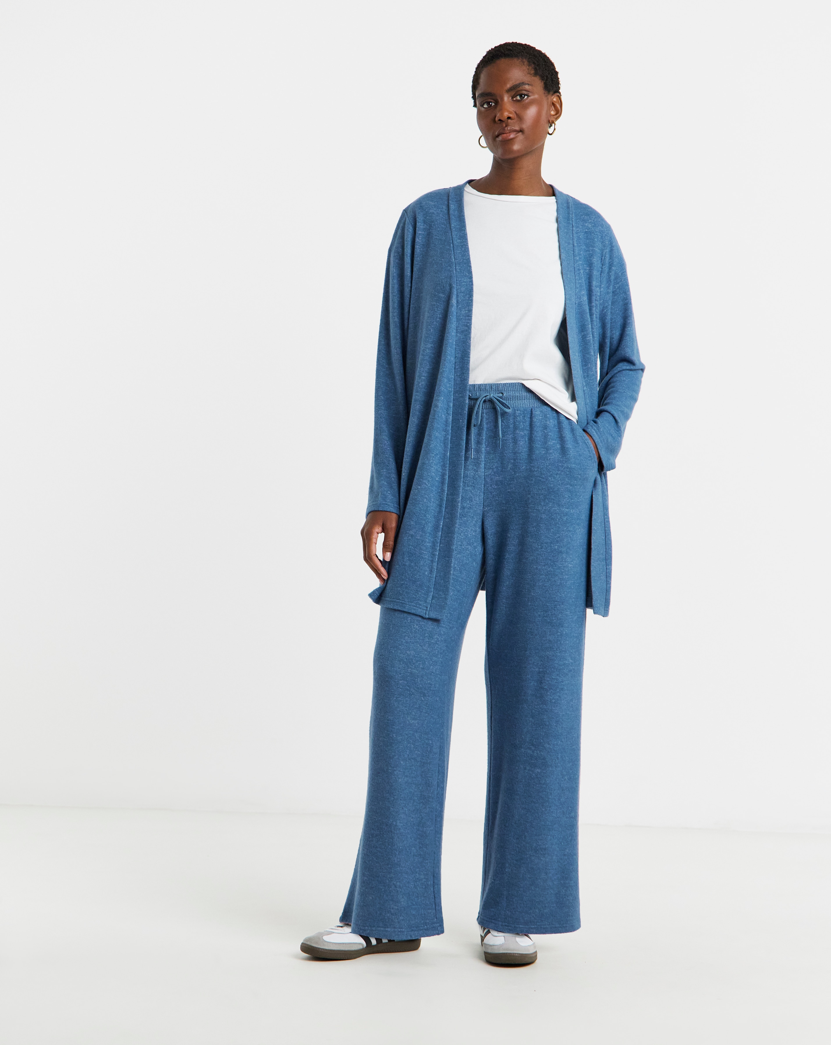Simply Be Bright Blue Crochet Wide Leg Trouser Co-ord | JD Williams