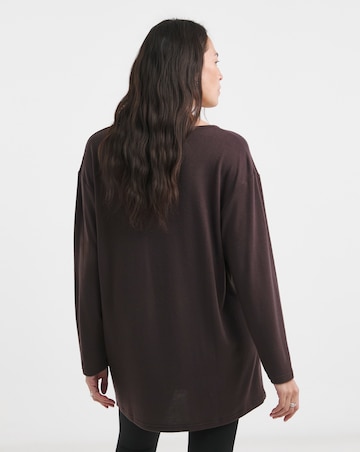 Chocolate V Neck Soft Touch Longline Top