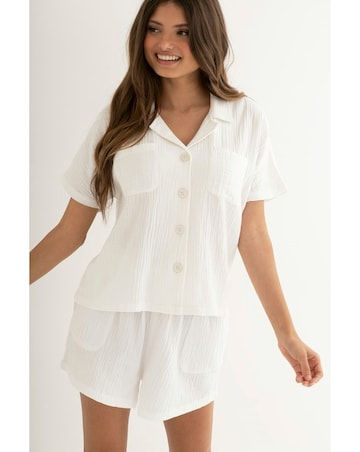 Pour Moi Double Cloth Short Sleeve Revere Pyjama Set