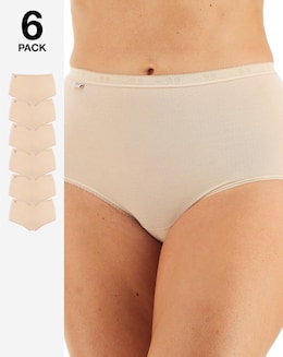 Sloggi (6 Pack) Cotton Basic Maxi Knickers, Black, Skintone or White