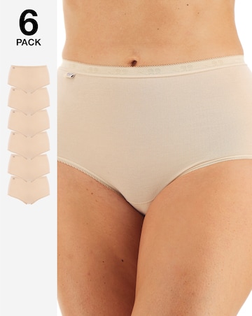 Sloggi 6 Pack Basic Maxi Briefs, Black, Skintone or White