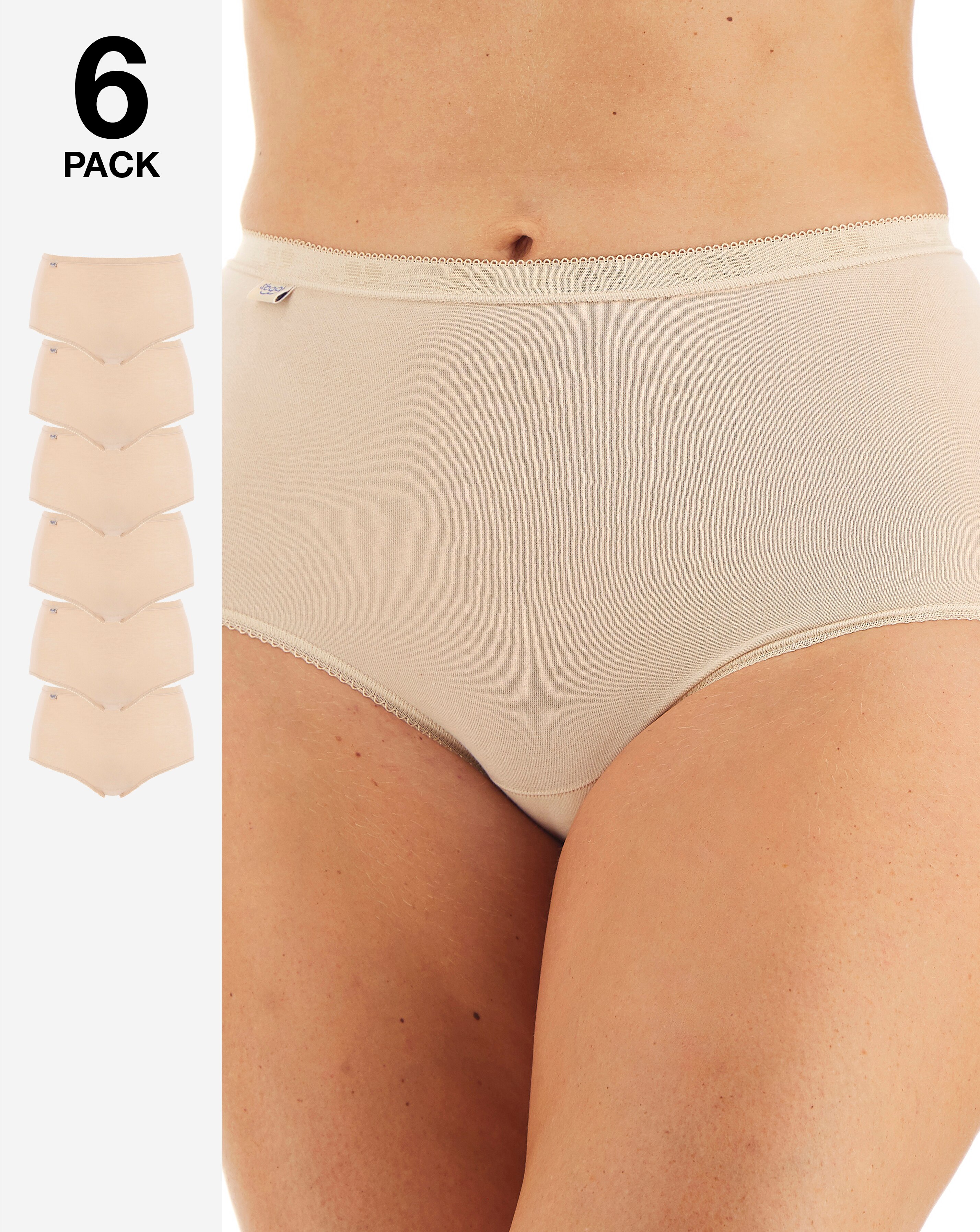 Sloggi (6 Pack) Cotton Basic Maxi Knickers, Black, Skintone or White