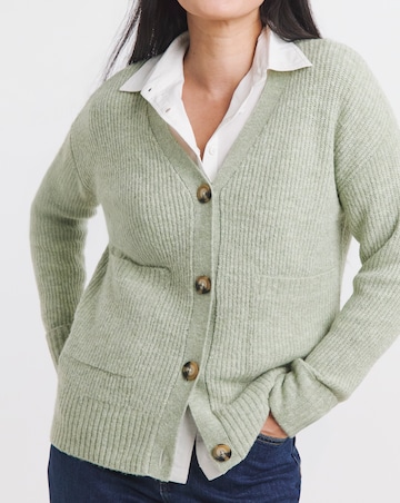 Sage Button Rib Cardigan