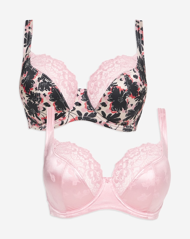 Pretty Secrets (2 Pack) Laura Floral Full Cup Wired Bras (B-H)
