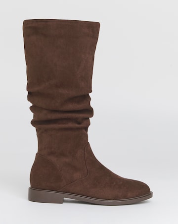 Pebble Knee High Ruched Boots - Wide Fit (E) & Super Curvy Calf