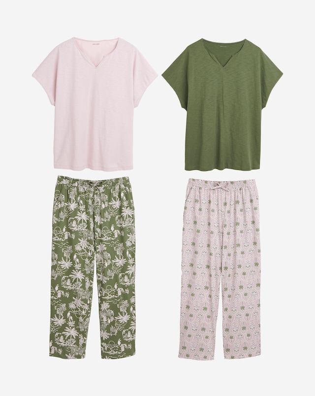 JD Williams (2 Pack) Cotton Pyjama Sets Palm Print