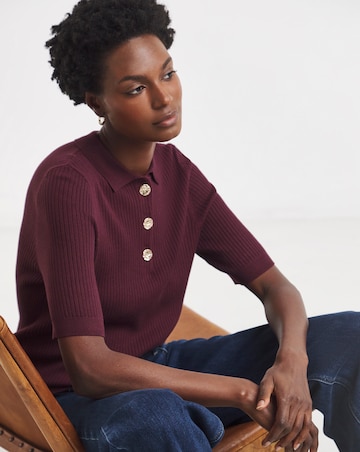 Ribbed Henley Collared Jumper