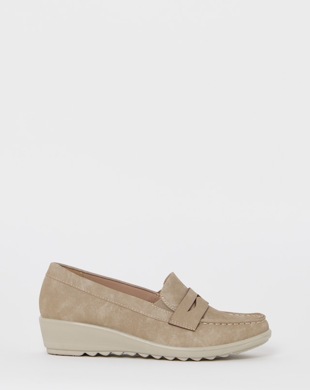 Cushion Walk Wedge Loafers - Wide Fit (E)