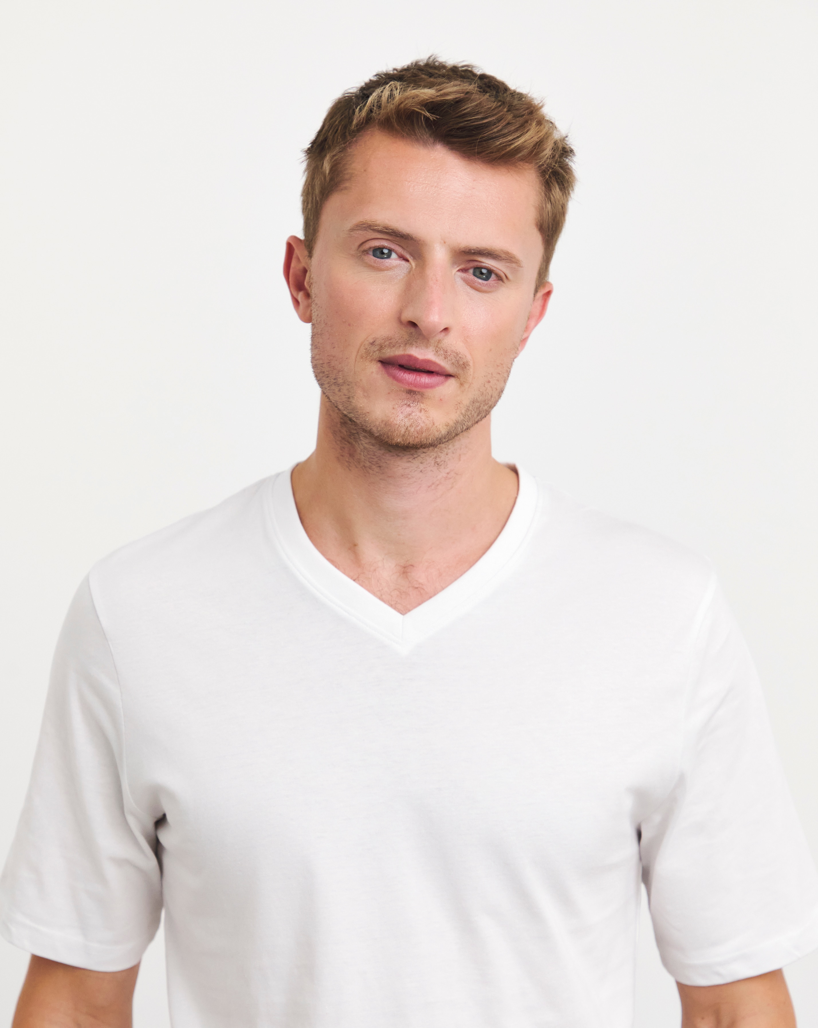 Pure Cotton V Neck T-Shirt Extra Long- White | JD Williams