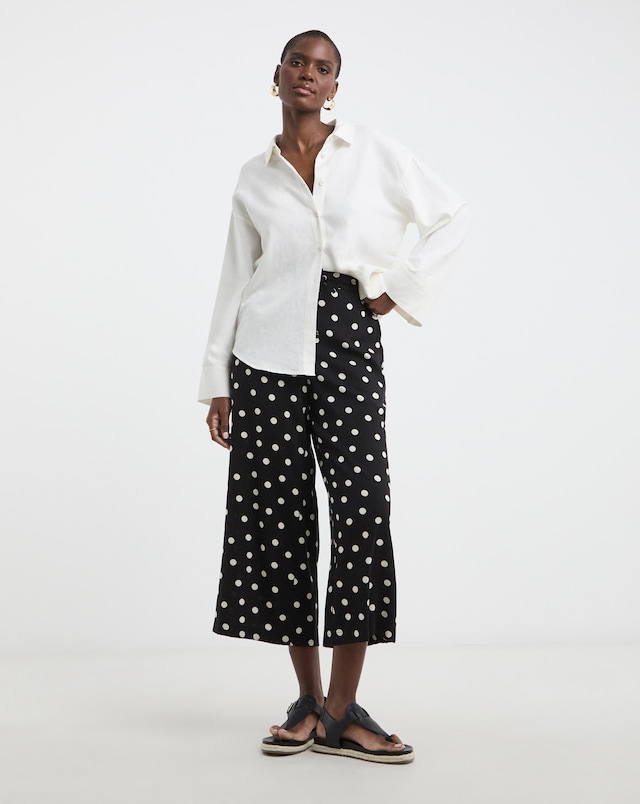 Printed Cropped Wide Leg Culotte