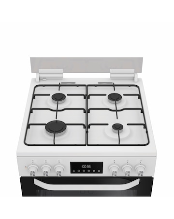 Hotpoint HDD6GDC2W 60cm Dual Fuel Double Cooker with Glass Lid - White
