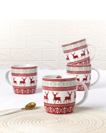Waterside Nordic Reindeer Set of 4 Mugs