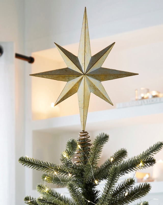 Gisela Graham Antiqued Gold Acrylic 8-Point Christmas Tree Top Star