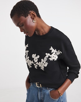 Black Cornelli Embroidered Sweatshirt