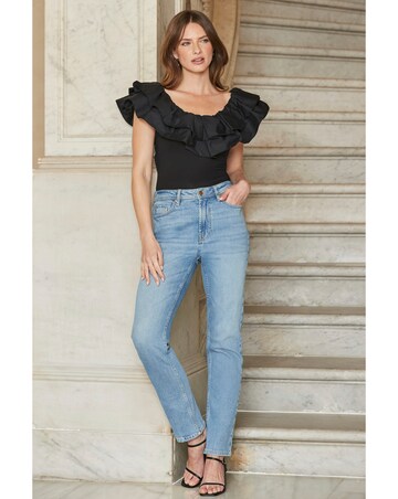 Sosandar Woven Ruffle Jersey Top