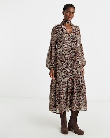 Tie Neck Georgette Maxi Dress