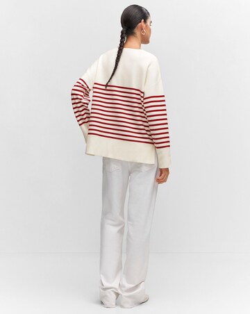 Mango Stripe V Neck Jumper