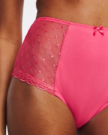 Pretty Secrets 2 Pack Rachel Embroidery Deep Brief Knickers - Raspberry/Natural