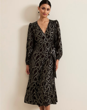Phase Eight Jazminda Shimmer Wrap Midi Dress