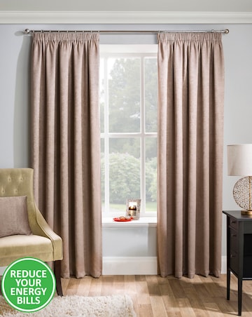 Matrix Light Filtering Textured Embossed Pencil Pleat Thermal Curtain
