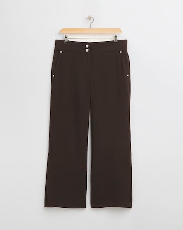 Straight Leg Twill Crepe Trouser with Buttons