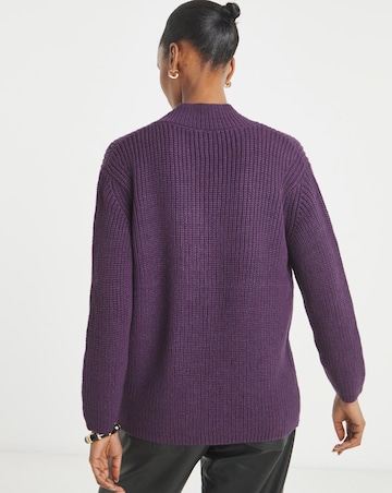 Plum V Neck Lace Trim Jumper