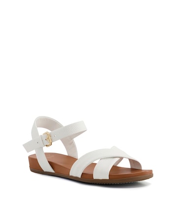 Dune Landies Leather Cross Over Sandals Wide E Fit