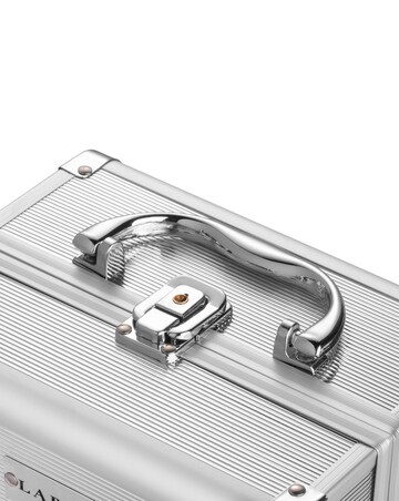 LaRoc Small Aluminium Makeup Case with Mirror - Silver