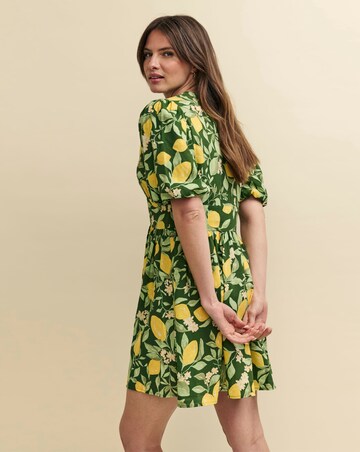 Nobody's Child Green Lemon Print Linen-Blend Starlight Mini Dress