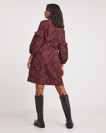 3/4 Sleeve Bubble Crepe Tea Dress