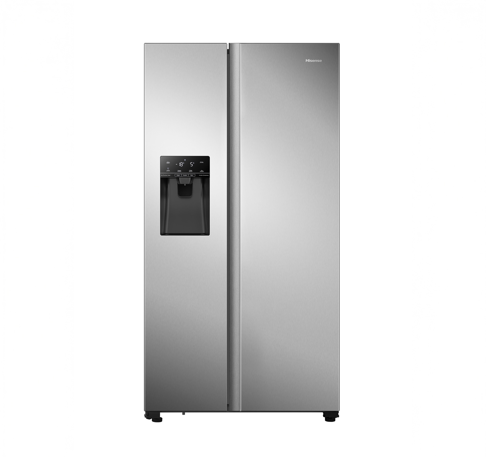 A dark grey large Hisense Fridge / freezer